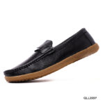 Black Belt Finish Pint Leather Loafer