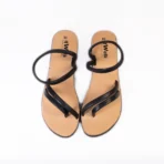 qWalk Easy Breezy Black Leather Sandal - Image 2