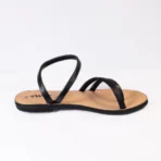 qWalk Easy Breezy Black Leather Sandal - Image 4
