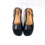 qWalk Slingback Black Leather Sandal - Image 2