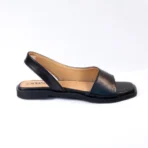qWalk Slingback Black Leather Sandal - Image 6