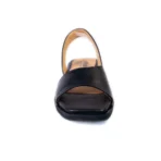qWalk Slingback Black Leather Sandal - Image 5
