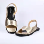 qWalk Slingback Golden Leather Sandal - Image 2