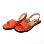 qWalk Slingback Orange Leather Sandal - Image 7