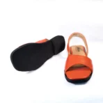 qWalk Slingback Orange Leather Sandal - Image 3