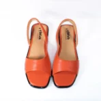qWalk Slingback Orange Leather Sandal - Image 2