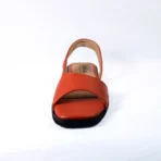 qWalk Slingback Orange Leather Sandal - Image 5
