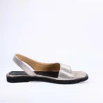 qWalk Slingback Silver Leather Sandal - Image 3