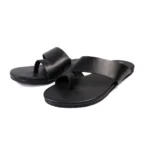qWalk Light Slipper Black Leather Sandal