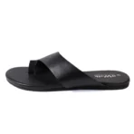 qWalk Light Slipper Black Leather Sandal - Image 2
